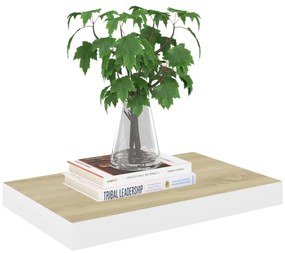 Scaffali a parete 2 pz rovere e bianco 40x23x3,8 cm in mdf