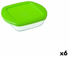 Porta Pranzo Quadrato con Coperchio Pyrex Cook  Store Verde 1 L 20 x 17 x 5,5 cm Silicone Vetro (6 Unità)