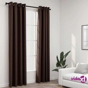 vidaXL Tende Oscuranti Effetto Lino con Occhielli 2pz Talpa 140x225cm