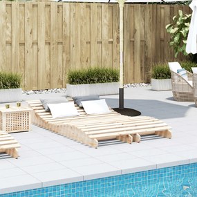 Lettini prendisole 2pz 205x60x31,5 cm in legno massello di pino