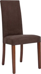 Sedia imbottita Denver in tessuto Marrone gamba noce - Set 2