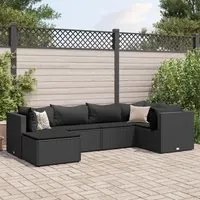 Set Mobili da Giardino 6 pz con Cuscini in Polyrattan Nero 3308211