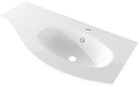 Lavabo tondo L 104 x P 52 x H 16 cm in resina bianco