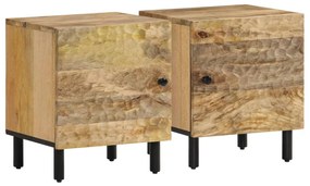 Comodini 2pz 40x33x46 Cm İn Legno Massello Di Mango /