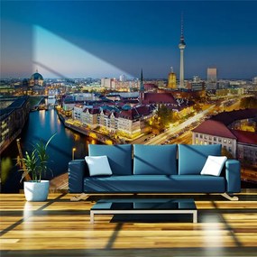 Fotomurale  Berlin view from Fischerinsel (night)  Colore Blu, Dimensioni e Misure 250x193