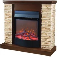 Camino Elettrico da Pavimento 90,3x98x30 cm Effetto Fiamma 1600W Rock & Corsica