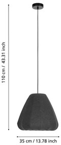 Eglo 43973 - Lampadario a sospensione con filo BARLASTON 1xE27/40W/230V diametro 35 cm