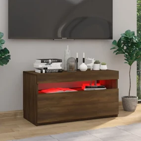 Mobile porta tv con luci led rovere marrone 75x35x40 cm