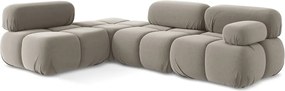 Divano angolare componibile beige (con penisola a sinistra) con rivestimento in velluto Lokua – Makamii