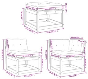 Set Divani Giardino 5pz con Cuscini Bianco Legno Massello Pino