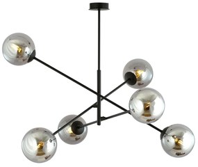 Lampadario da Soffitto in Acciaio e Vetro LINEAR 6 Nero 6xE14 Colore delle Sfere Grafite