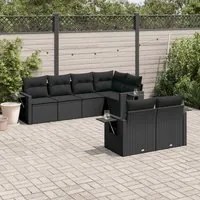 Set Divani da Giardino con Cuscini 7pz Nero Polyrattan 3220404