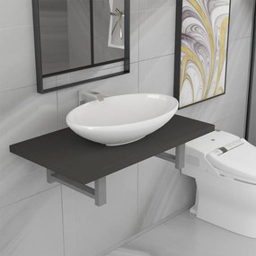 Set Mobili Da Bagno 2 Pz Ceramica Grigio /
