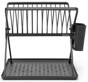 Scolapiatti grigio scuro in metallo a due livelli 37x33 cm - Brabantia