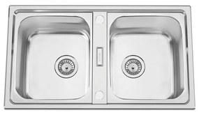 Lavello semincasso 2 vasche con gocciolatoio laterale destro o sinistro RODI Urban 86 BB inox L 50 x L 86 x P 20 cm argento