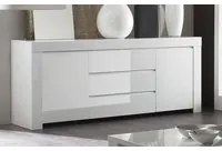 Credenza Moderna, 2 ante e 3 cassetti Bianco Lucido, ZLCAML-MDM