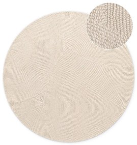 Tappeto rotondo colore naturale chiaro in lana tessuto a mano ø 120 cm Eleni Natural White – Hanse Home