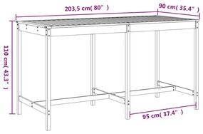 Set Bar da Giardino 9 pz Nero in Legno Massello di Pino