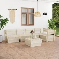 Set Divani da Giardino su Pallet 6 pz in Legno Abete Impregnato 3063723