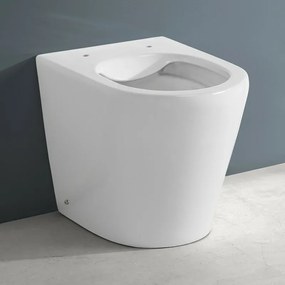 Wc filomuro bianco design tondo in ceramica con scarico Rimless Ukra