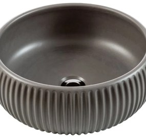 Lavabo da appoggio Lavandino color cemento grigio opaco CIPI tondo piletta non inclusa in cemento grigio opaco piletta non inclusa