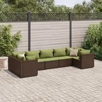 Set Divani da Giardino 7 pz con Cuscini in Polyrattan Marrone 3308262