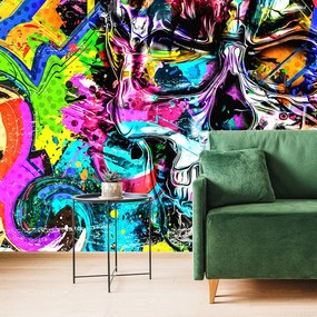 Carta da parati autoadesiva – Teschio artistico colorato