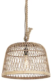 Lampada a sospensione rustica intelligente in rattan con lampadina WiFi G125 - Calamus