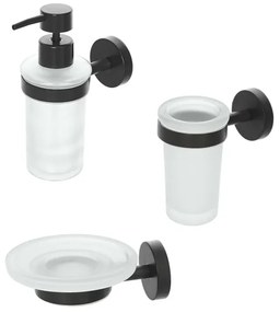 Set accessori a muro 3 pezzi in acciaio nero opaco e viti incluse Chic Black