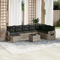 Set Divano da Giardino 9pz con Cuscini Grigio Chiaro Polyrattan 3220571