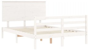 Giroletto con testiera bianco 140x200 cm in legno massello