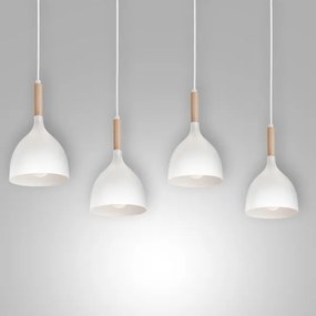 Lampadario a sospensione con filo NOAK WOOD 4xE27/60W/230V bianco/legno