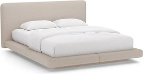 Letto matrimoniale imbottito marrone chiaro 160x200 cm Linea – Micadoni
