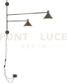 Applique a parete duetto regolabile corten 2 luci attacco e27 154x2...