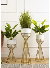 Vaso da fiori in metallo LOFT 46x20 cm oro/bianco