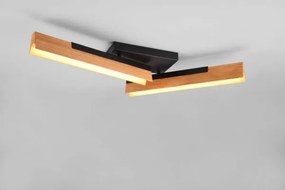 Plafoniera kerala led legno naturale e metallo nero 641610232