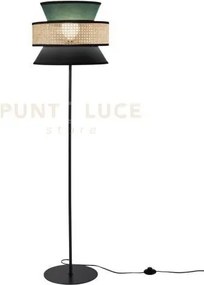 Piantana gazebo verde nera rattan naturale 1 luce attacco e27 d40x1...