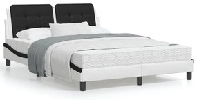 Giroletto Con Testiera Nero E Bianco 140x200 Cm İn Similpelle /