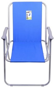 Sedia da campeggio pieghevole blu/cromata opaca