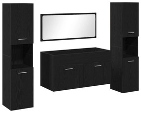 Set di mobili per bagno  set di 3 rovere nero legno resistente