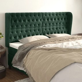 Testiera Ad Orecchio Verde Scuro 203x23x118/128cm İn Velluto /