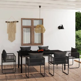 Set da pranzo da giardino 7 pz nero