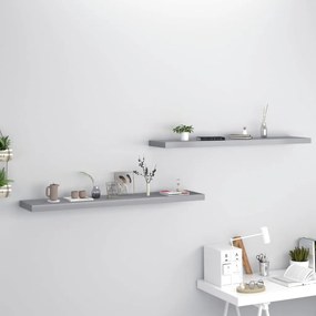 Scaffali A Parete 2 Pz Grigi 120x23,5x3,8 Cm İn Mdf /