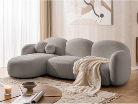 Divano angolare grigio (con penisola a sinistra/con chaise lounge) con rivestimento in bouclé Orbit – Ropez