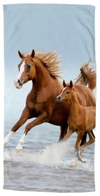 Telo mare da bambini blu/marrone in velluto 75x150 cm Free – Good Morning