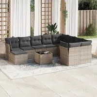 Set Divani da Giardino 11 pz con Cuscini in Polyrattan Grigio 3218600