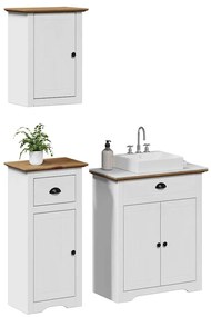 Set Mobili Da Bagno 3 Pz Bodo İn Legno Massello Di Pino /