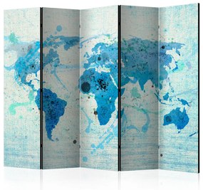 Paravento Navigazione e vela - Mappa del Mondo II (5 parti) - mappa del mondo