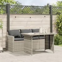 Set da Pranzo da Giardino 2 pz con Cuscini in Polyrattan Grigio 366334