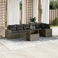 Set Divani da Giardino 7 pz con Cuscini Grigio in Polyrattan 3269180